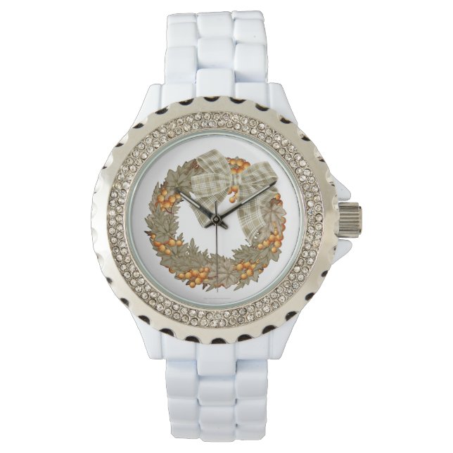 Kerstkrans met gouden bellen horloge (Voorkant)