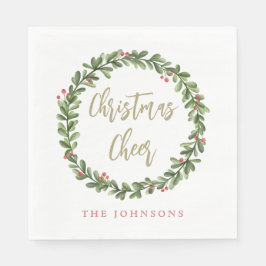 Kerstkrans met gouden schrift personaliseerbaar servet