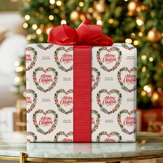 Kerstkrans met hart cadeaupapier