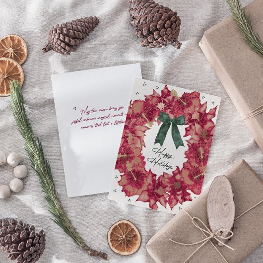 Kerstkrans met hibiscus-welkomstkaart feestdagen kaart