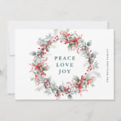 Kerstkrans met hulstbessen feestdagenkaart (Voorkant)