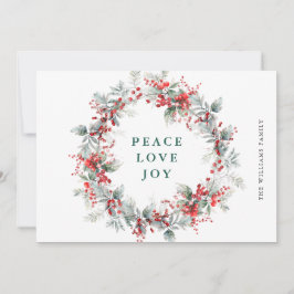 Kerstkrans met hulstbessen feestdagenkaart