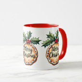 Kerstkrans met hulstbessen mok (Voorkant rechts)