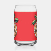 Kerstkrans met hulstbessen rood blikvorm glas (Rechts)
