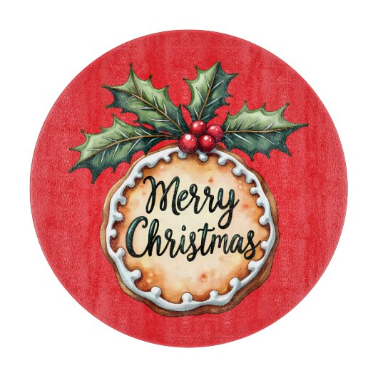 Kerstkrans met hulstbessen rood snijplank (Voorkant)