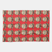Kerstkrans met hulstbessen rood theedoek (Horizontaal)