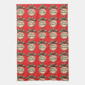 Kerstkrans met hulstbessen rood theedoek (Verticaal)