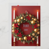 Kerstkrans met kaarsdecoraties feestdagenkaart (Voorkant / Achterkant)