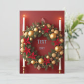 Kerstkrans met kaarsdecoraties feestdagenkaart (Staand voorkant)