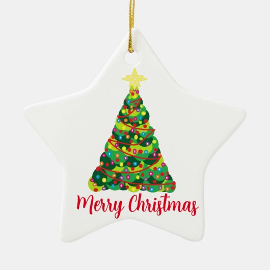 Kerstkrans met Kerstboom Keramisch Ornament (Voorkant)