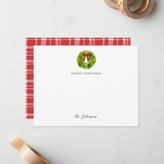 Kerstkrans met Kerstmis Notitiekaartje (Voorkant / Achterkant in situ)