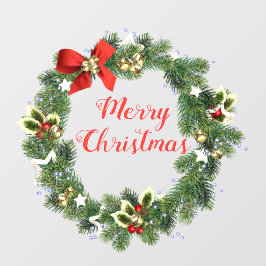 Kerstkrans met Kerstmis tekst voor de winkel Raamsticker