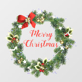 Kerstkrans met Kerstmis-welkom voor etalage Raamsticker (Vel)