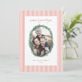 Kerstkrans met klassieke strepen plat kaart (Staand voorkant)