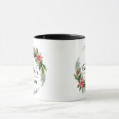 Kerstkrans met lint en tekst Zwart Mok (Midden)