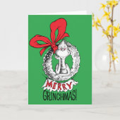 Kerstkrans met Merry Grinchmas Grinch Kaart (Gele Bloem)