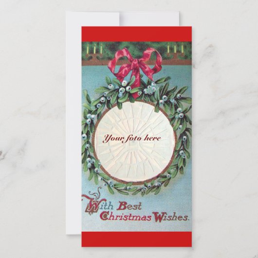 KERSTKRANS MET MISTELTEEN FEESTDAGENKAART (Voorkant)