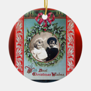 KERSTKRANS MET MISTELTEEN FOTO SJABLOON KERAMISCH ORNAMENT
