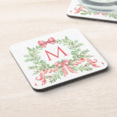 Kerstkrans met monogram bier onderzetter (Linkerzijde)