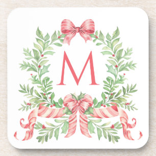 Kerstkrans met monogram bier onderzetter