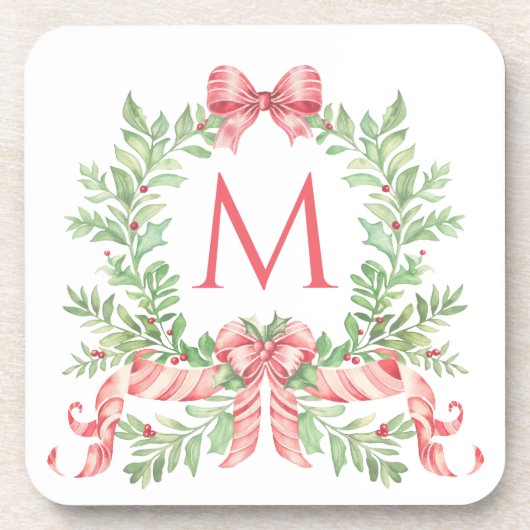 Kerstkrans met monogram bier onderzetter (Voorkant)