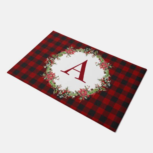 Kerstkrans met monogram deurmat (Schuin)