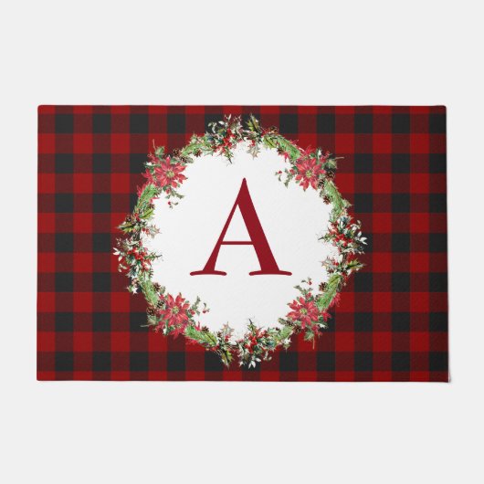 Kerstkrans met monogram deurmat (Voorkant)