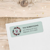 Kerstkrans met monogram en adres etiket