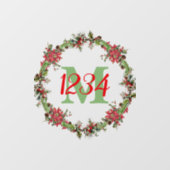 Kerstkrans met monogram en cijfers raamsticker (Vel)