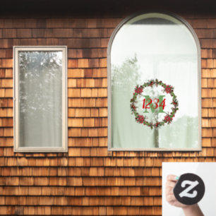 Kerstkrans met monogram en cijfers raamsticker