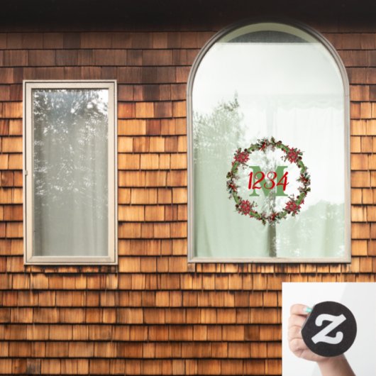 Kerstkrans met monogram en cijfers raamsticker (Huis Raam)