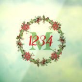 Kerstkrans met monogram en cijfers raamsticker (Vel 3)