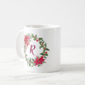 Kerstkrans met monogram koffiemok (Voorkant links)