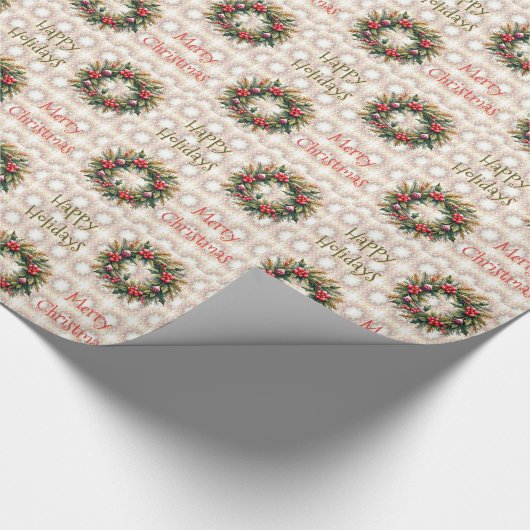 Kerstkrans met patroon cadeaupapier (Hoek)