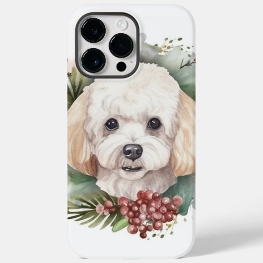 Kerstkrans met Poedel Feestelijke Pup Case-Mate iPhone Case (Achterkant)