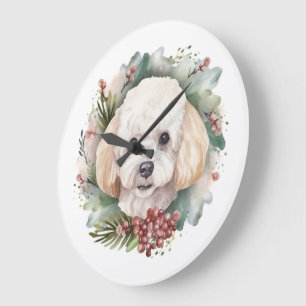 Kerstkrans met Poedel Feestelijke Pup Grote Klok