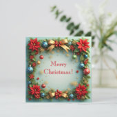 Kerstkrans met Poinsettias (Staand voorkant)