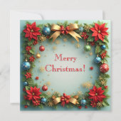 Kerstkrans met Poinsettias (Voorkant)