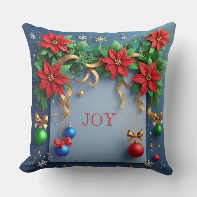 Kerstkrans met Poinsettia's Kussen (Voorkant)