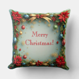 Kerstkrans met Poinsettia's Kussen