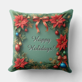 Kerstkrans met Poinsettia's Kussen