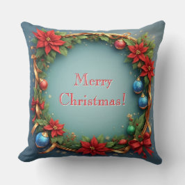 Kerstkrans met Poinsettia's Kussen