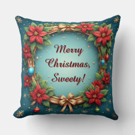 Kerstkrans met Poinsettia's Kussen
