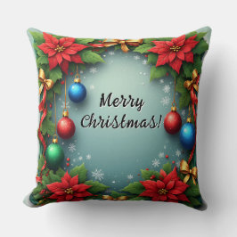Kerstkrans met Poinsettia's Kussen