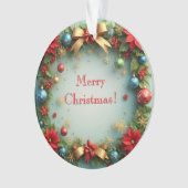 Kerstkrans met Poinsettia's Ornament (voorkant)