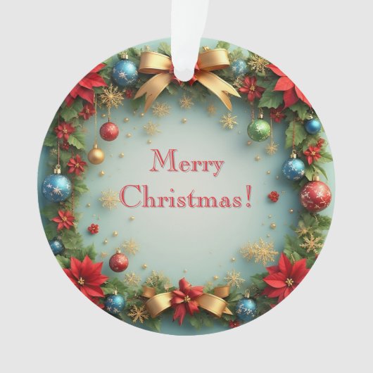Kerstkrans met Poinsettia's Ornament (voorkant)