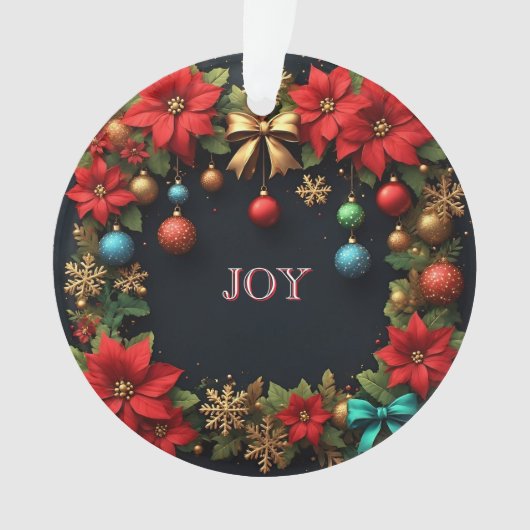 Kerstkrans met Poinsettia's Ornament (voorkant)