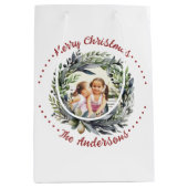 Kerstkrans met prachtig groen foto medium cadeauzakje (Voorkant)