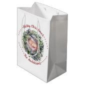 Kerstkrans met prachtig groen foto medium cadeauzakje (Achterkant Gekanteld)