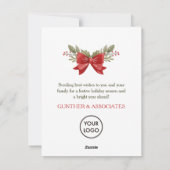 Kerstkrans met Red Bow Corporate Greeting Feestdagenkaart (Achterkant)